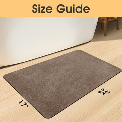 ACCUMTEK Non Slip Bath Mat, Thin Bathroom Rugs Fit Under Door, Quick Dry Bath Mats, Machine Washable Bath Rugs for Bathroom, Bathtub & Kitchen, Bathtub & Kitchen, Brown/Marble/24 x17