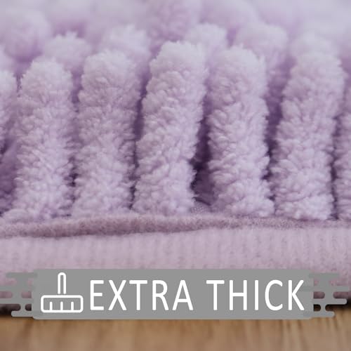 Bathroom Rugs Sets 3 Piece Non Slip,Bath Rugs with PVC Backing Bath Carpet,Bathroom Rug Washable,Absorbent,Plush Carpet Mats,Bath Mats for Bedroom, Kitchen,Tub,Home Decor (Lavender)