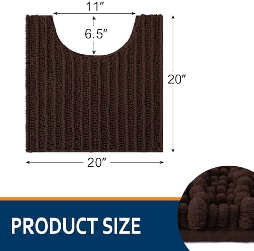 Smiry Bathroom Toilet Rugs U Shaped 20X20, Chenille Bath mats for Toilet