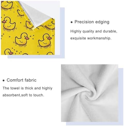 Naanle Cute Funny Yellow Rubber Ducky Soft Luxury Decorative Set of 3 Towels, 1 Bath Towel+1 Hand Towel+1 Washcloth, Multipurpose for Bathroom, Hotel, Gym, Spa and Beach