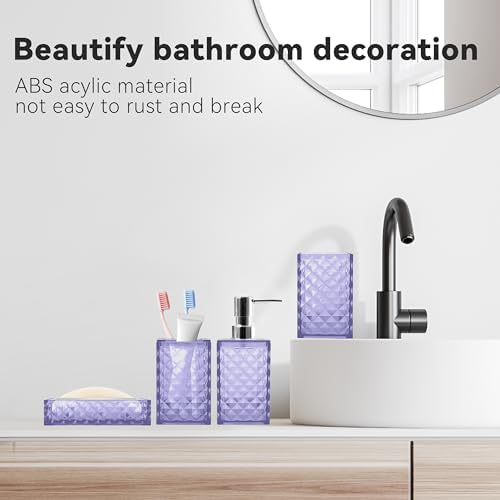 Bathroom Accessory Set, 4 PCS Light Purple Bathroom Accessories Set