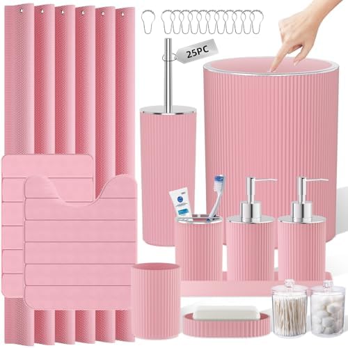 Light Pink Bathroom Accessories Set - 25PC Bath Accessory Set