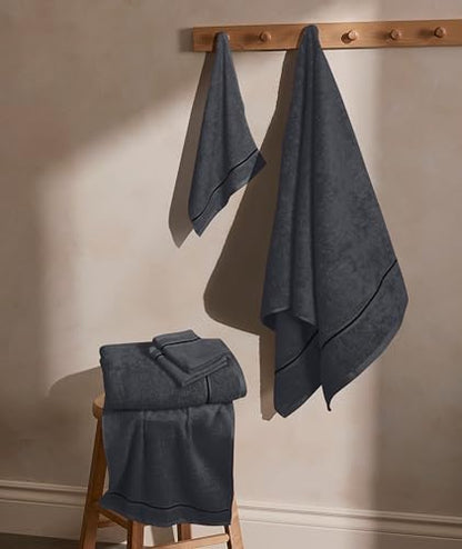 MyOwn Ultra Soft 6 Pack Cotton Towel Set, Contains 2 Bath Towels 28x55 inch, 2 Hand Towels 16x24 inch & 2 Wash Coths 12x12 inch, Ideal Everyday use, Compact & Lightweight - Charcoal Grey