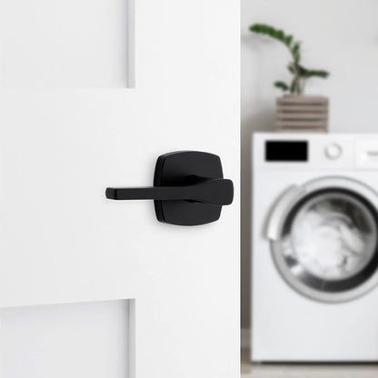 Kwikset Tripoli Lever Interior Passage Door Handle, Lever for Closet and Hallway Doors, Reversible Non-Locking Handle Lever, Matte Black, with Microban Protection (Pack of 2)