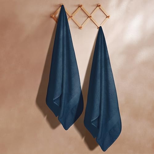 GLAMBURG Premium Cotton Oversized 2 Pack Bath Sheet 35x70-100% Pure Cotton - Ideal for Everyday use - Ultra Soft & Highly Absorbent - Machine Washable - Mineral Blue