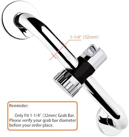 YOO.MEE ADA Grab Bar Hand Shower Bracket, ONLY FIT DIAMETER 1.25'' (32mm) Safety Grab Rail, Split-type design in 5 seconds Easy Installation