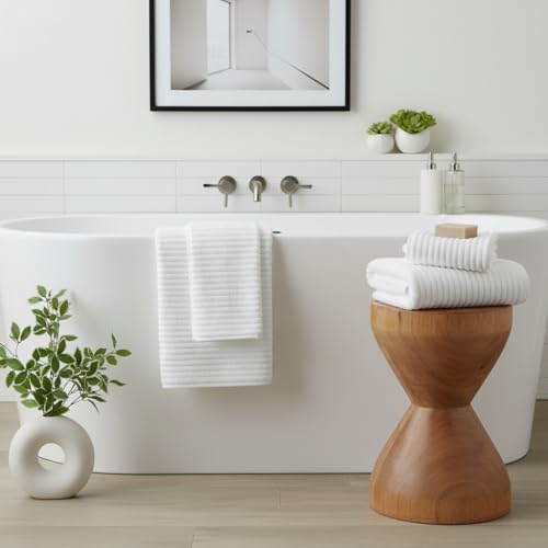4 Piece Bath Towels, 30"x60" Microfiber Towels Set, White