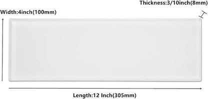 Glass Subway Tile 4 x 12 Inch White Glossy for Kitchen Backsplash Bathroom Wall Pack of 12 Sheets