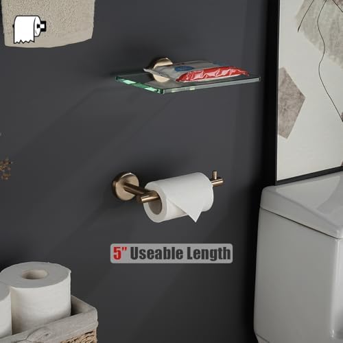 JQK Champagne Bronze Toilet Paper Holder, 5 Inch Tissue Paper Dispenser for Bathroom, 304 Stainless Steel Thick 0.8mm Wall Mount 2 Pack, TPH100-CB-P2