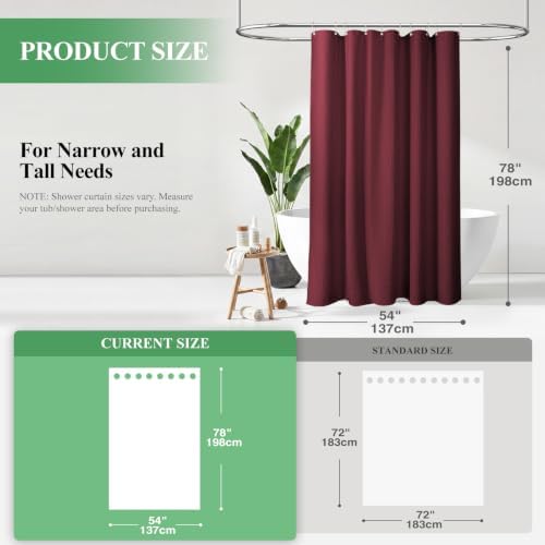 Dynamene Stall Waffle Shower Curtain 256 GSM Heavy Fabric 54x78 Burgundy