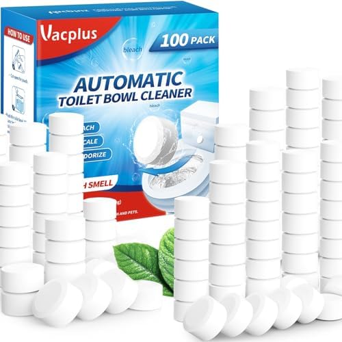 Vacplus Toilet Bowl Cleaner Tablets, 100 Pack, Auto Bleach, Long-Lasting