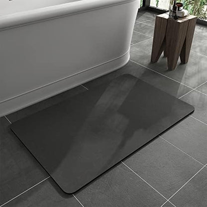 MontVoo -Bath Mat Rug-Rubber Backing Non Slip Quick Dry Absorbent Thin Bathroom Rugs Fit Under Door-Faux Suede Surface Bathroom Floor Mats-Shower Rug for in Front of Bathtub Shower Dark Grey 20"x32"