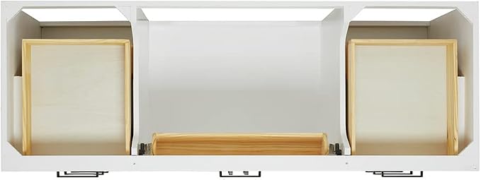 ARIEL Hepburn 60-inch Bathroom Vanity with Sink,Solid Wood, 1.5-inch Pure White Quartz Countertop & Backsplash, Single Rectangular Porcelain Sink, 2 Soft Closing Doors, 9 Dovetail Drawers, White