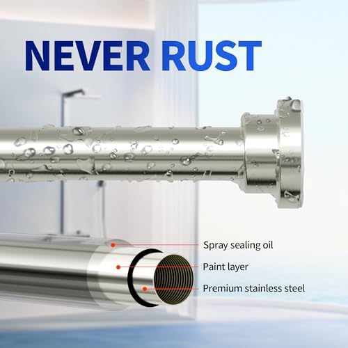 Mcrbeay Shower Curtain Rod, 1" Diameter Heavy Duty Tension Shower Rod
