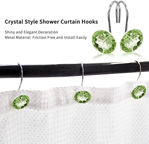 Sage Diamond Crystal Bling Shower Curtain Hooks Rings for Bathroom,12PCS