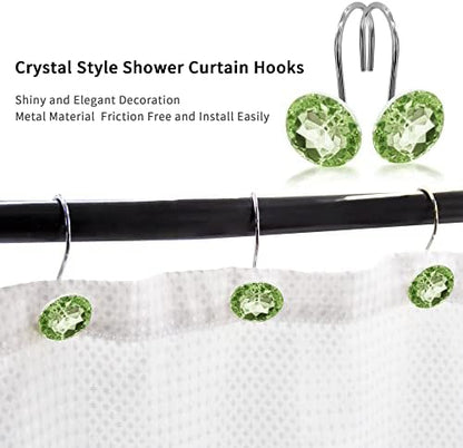 Sage Diamond Crystal Bling Shower Curtain Hooks Rings for Bathroom,12PCS