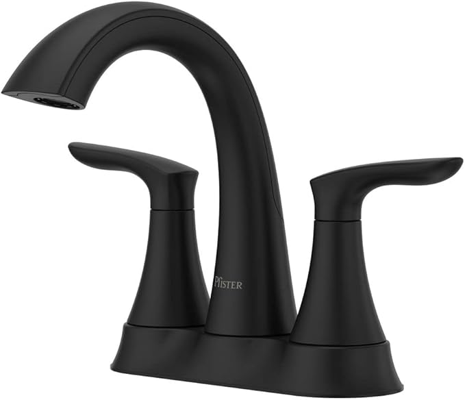 Pfister Weller Bathroom Sink Faucet, 4-Inch Centerset, 2-Handle, 3-Hole, Matte Black Finish, LG48WRPB