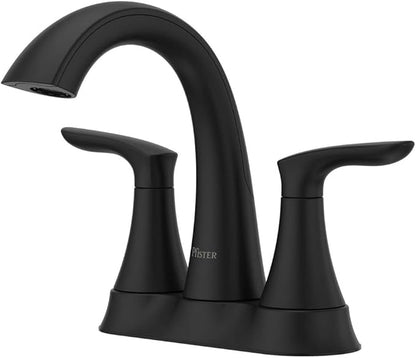 Pfister Weller Bathroom Sink Faucet, 4-Inch Centerset, 2-Handle, 3-Hole, Matte Black Finish, LG48WRPB