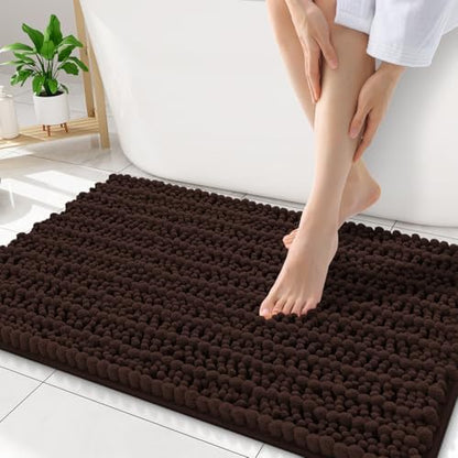 Smiry Bathroom Rugs 34X21, Extra Soft Rubber Backing Chenille Bath Mats