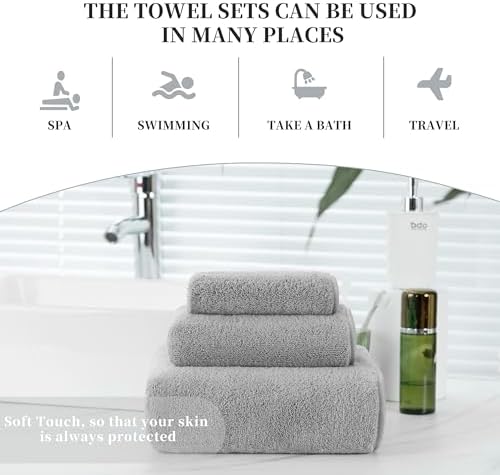 MICROFI New Microfiber Bath Towel Set, 3 Piece, Oversize, Quick Dry, Lint Free, Includes Body, Hand and Face Towels