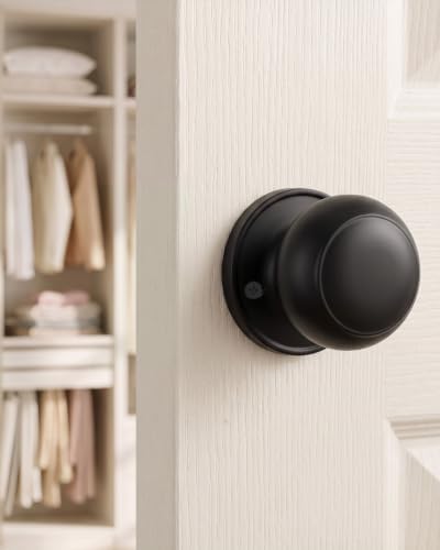 Haidms 2 Pack Black Dummy Door Knobs, Half Matte Black No-Turning Dummy Closet Doors Single-Sided Door Locks (4 Pieces/2 Pairs)