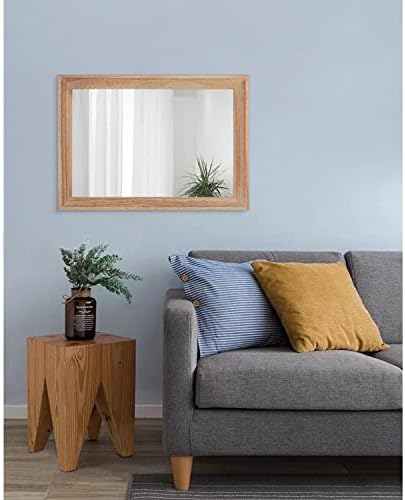 AAZZKANG Rustic Mirrors for Wall Rectangle Wooden Frame Hanging Mirror for Bedroom Bathroom Living Room Entryway Large 20"x16"