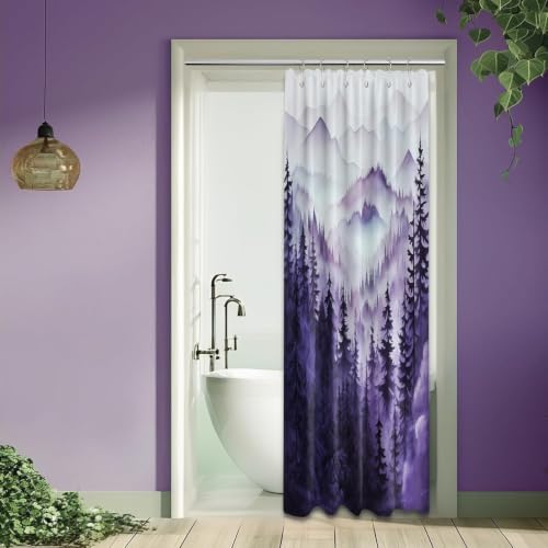 Dark Purple Forest Stall Shower Curtain, 36X72 in Narrow Small, Mountain
