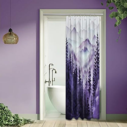 Dark Purple Forest Stall Shower Curtain, 36X72 in Narrow Small, Mountain