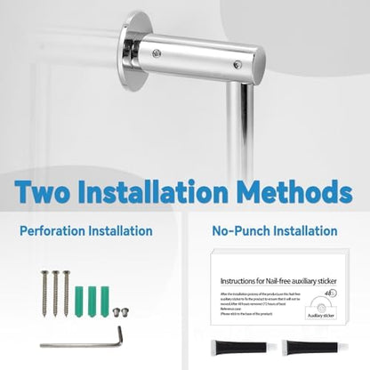 Shower Slide Bar Adjustable Handheld Shower Head Holder Wall Mount - 30inch All-Metal Shower Head Slide Bar Compatible with Bathroom Drill Free Glue Installation - Polished Chrome