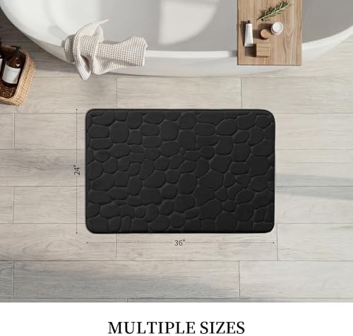 YIHOUSE Memory Foam Bath Mat Cobblestone Bathroom Rugs Super Water Absorbent Bath Mats for Bathroom Machine Washable Bath Rugs(24 x 36,Black)