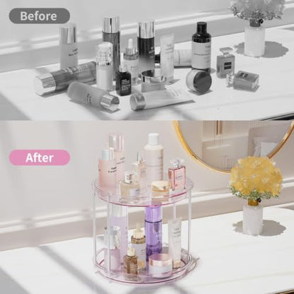 Rotating Makeup Organizer, Perfume Skincare Holder, 2 Tier 9 Inch, Mauve