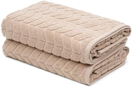 BAGNO MILANO Turkish Cotton Bath Towels, Hand Towels - Soft Plush Jacquard Collection Luxury Towels Set (Latte, Bath Towel Set of 2)