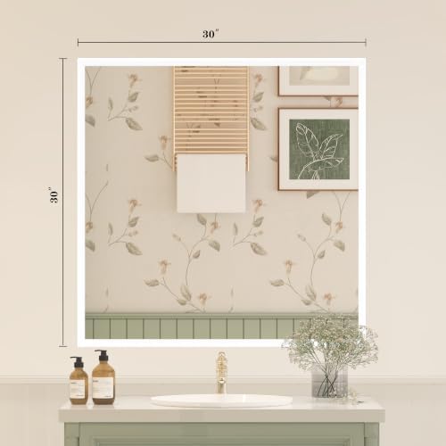 White Framed Bathroom Mirror 30x30, White Vanity Mirrors for Wall