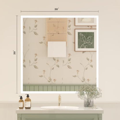 White Framed Bathroom Mirror 30x30, White Vanity Mirrors for Wall