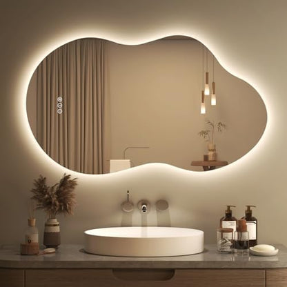 SMIROR 40x24 Irregular Backlit Led Lighted Bathroom Vanity Mirror