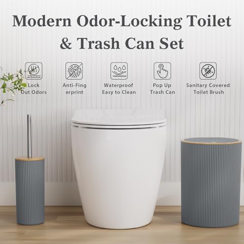 Gray Bathroom Accessories Set with Shower Curtain and Rugs