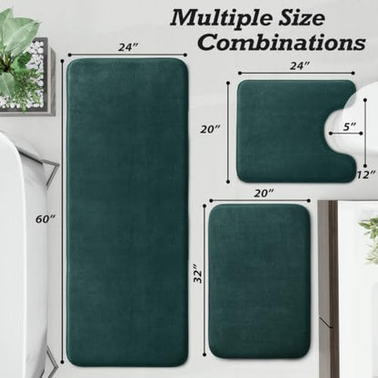 HUXMEYSON Bathroom Rugs Sets 3 Piece, Non-Slip & Quick Dry Bath Mat Set, Ultra Soft Velvet Bath Rugs for Bathroom, Toilet and Shower Floor, Peacock Blue