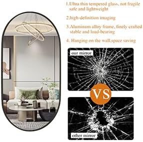 Oval Mirrors,Oval Bathroom Mirrors,20x28 Black Mirror,espejos decorativos de pared,Bathroom Mirrors for Over Sink(Black)