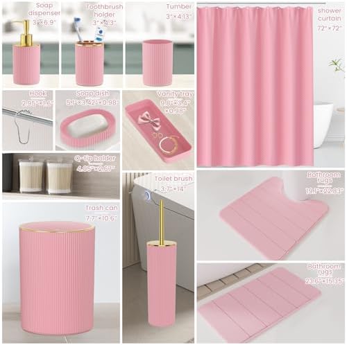 Light Pink Bathroom Accessories Set - Apartment Bathroom Sets