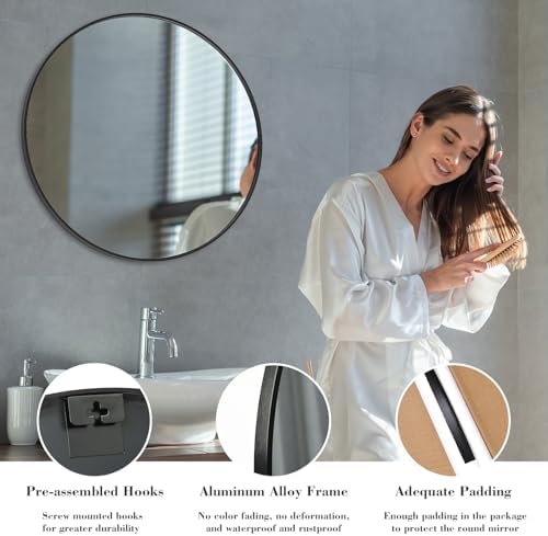 NEWBULIG 30 Inch Round Bathroom Mirror, Wall Mount Vanity Mirror