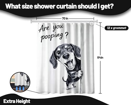 Extra Tall Shower Curtain XL are You Pooping Dog, 70 x 84 Inchs