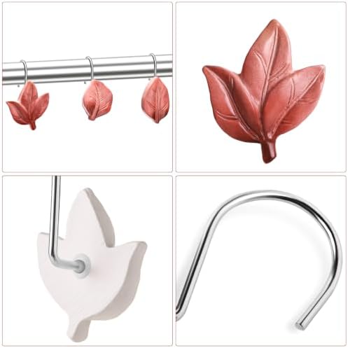 Terracotta Plant Leaf Shower Curtain Hooks,Eucalyptus Bathroom Decor,12PCS