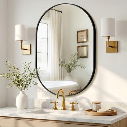Oval Bathroom Mirror for Over Sink, 24"x36" Vanity Mirror for Wall, Black