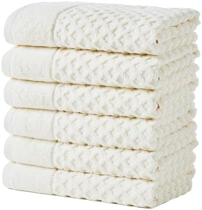 Great Bay Home Hand Towels - 100% Cotton 6 Pack 26x16 Hand Towel Set - Absorbent, Durable, Quick-Dry Towels for Bathroom (Ivory)