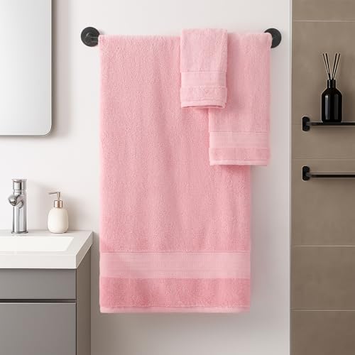 REDKISS Pink Towel Set of 8-100% Cotton Luxury Bath Towels Set for Bathroom, 600 GSM Highly Absorbent Bathroom Towel with 2 Large Bath Sheet, 2 Hand, 4 Washcloths, Pink Shower Towels for Dorm