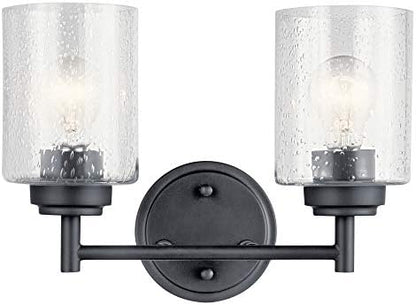 KICHLER 45885BK Winslow Vanity, 2-Light 150 Total Watts, Black, 12.75"