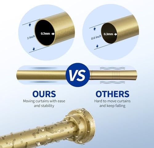 Mcrbeay Shower Curtain Rod, 1" Diameter Heavy Duty Tension Shower Rod