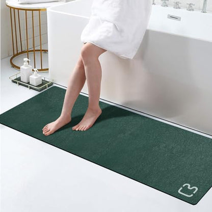 Dark Green Long Bathroom Rugs Large Stone Bath Mat for Bathroom,15.7"x47.2"