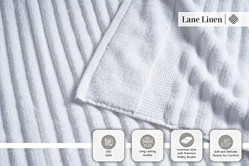 LANE LINEN Bath Towel Set 100% Cotton 6 Piece Soft Absorbent - White