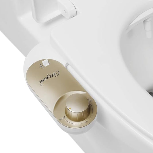 Bidet, Bidet Attachment for Toilet,GLIGAM Non-Electric Fresh Water Bidet Sprayer with Self-Cleaning Nozzle, Adjustable Pressure Control & Angle Controls (Champagne/White)